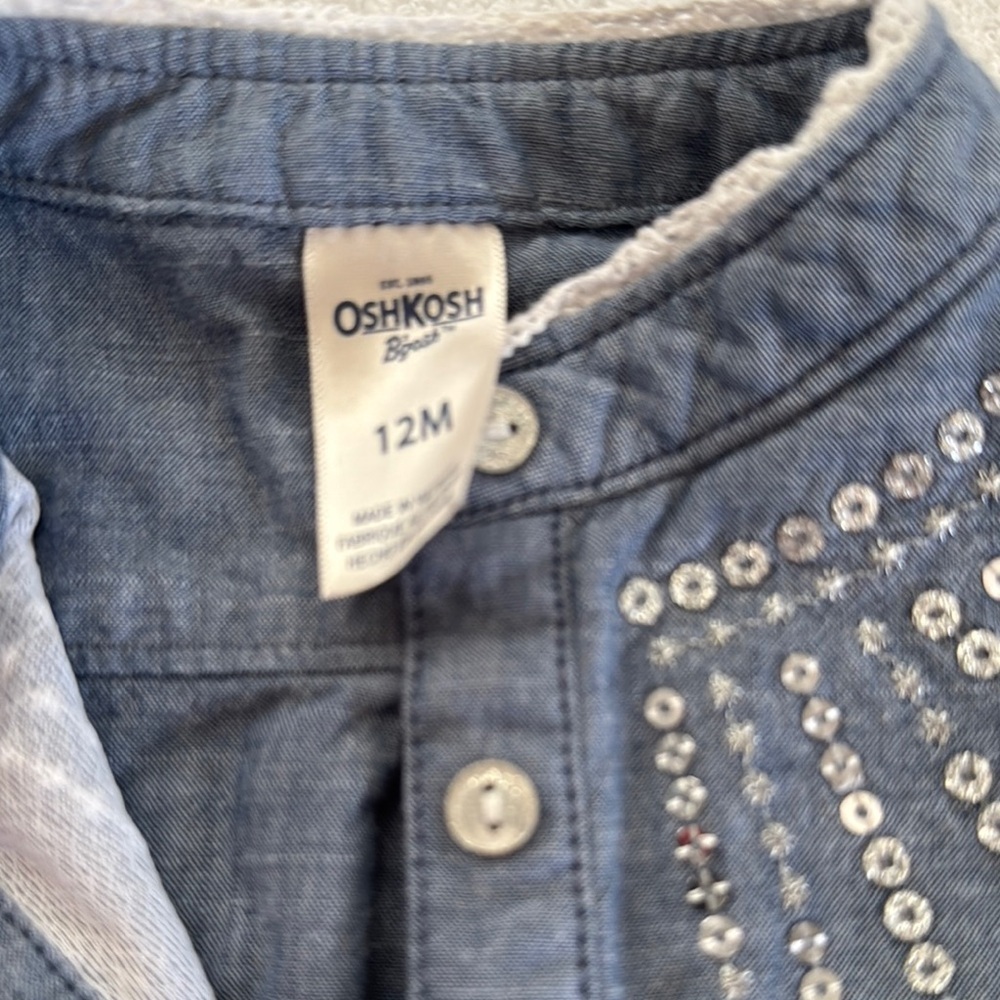 OshKosh B'gosh Blue Denim Top with Silver Accents size 12M - Picture 5 of 5
